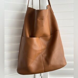 Oak + Fort faux leather tote, tan, pockets